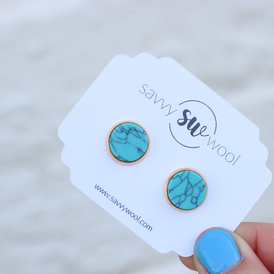 Savvy Studs - Marbled Turquoise II