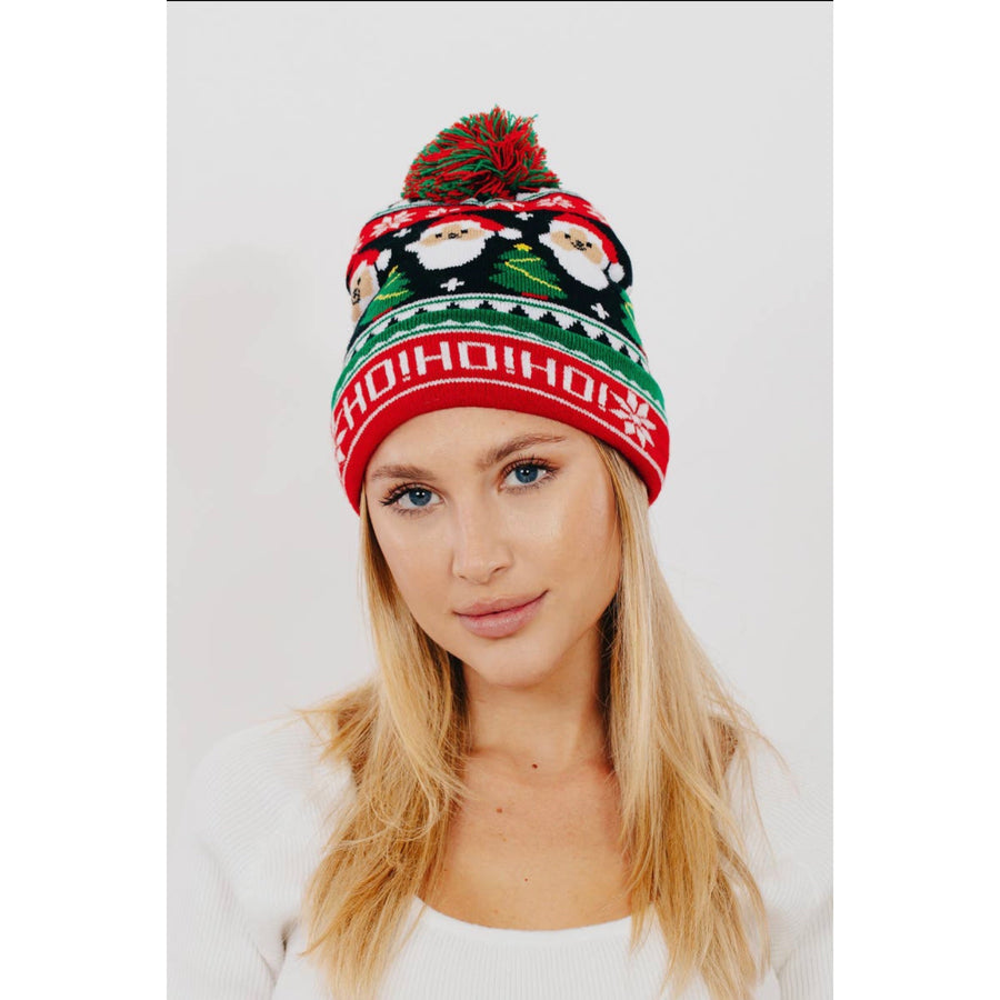Santa Clause Festive Holiday Pom Beanie