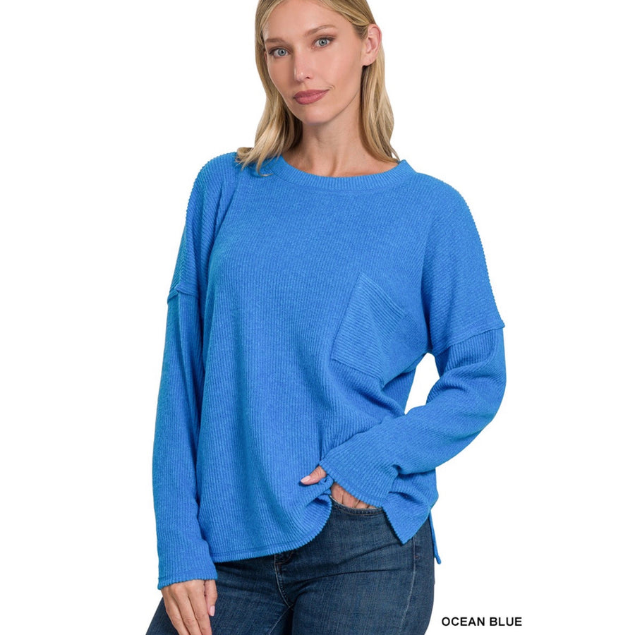 Ribbed Brushed Melange Hacci Sweater