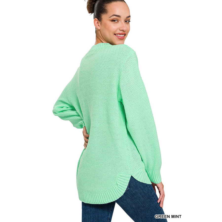 Round Neck Basic Sweater - Green Mint S-3XL