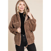 Sherpa Fuzzy Solid Jacket - Teddy Bear