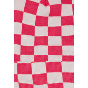 Checkered Pom Beanie - Pink and White