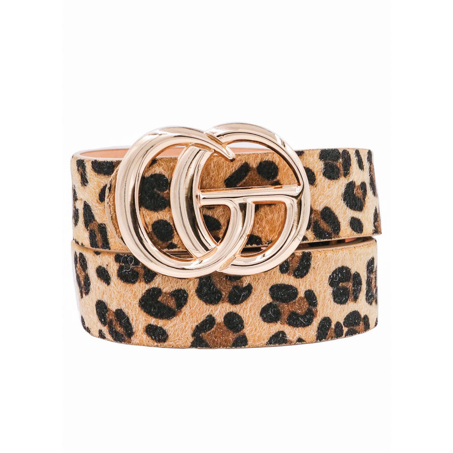 Go Buckle Leopard Hair Belt -