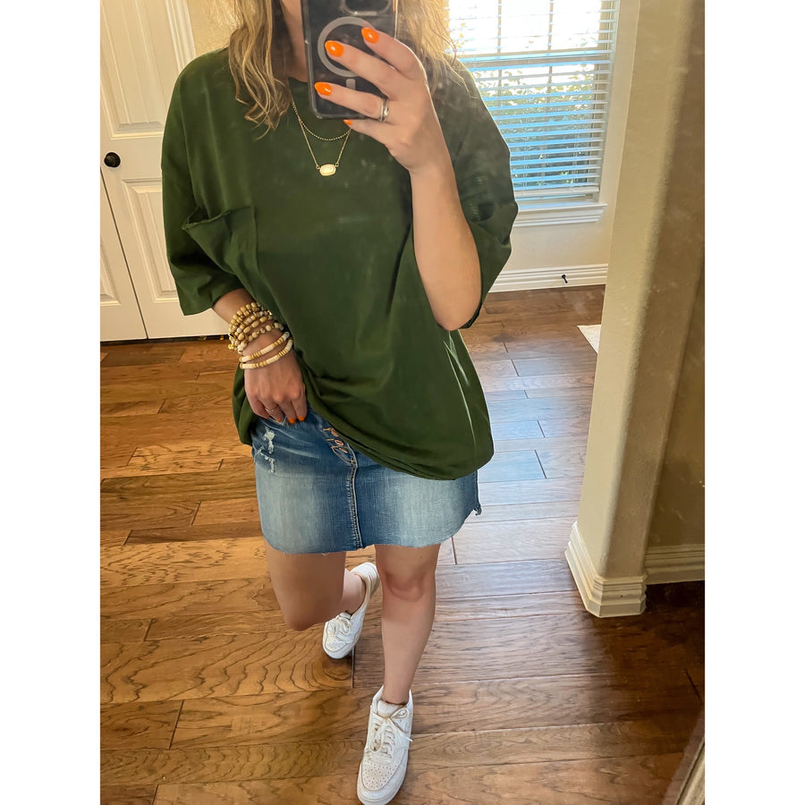 Oversized Boyfriend Tee - Olive