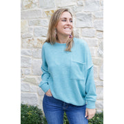 Fleecy Soft Drop Shoulder Top - Teal