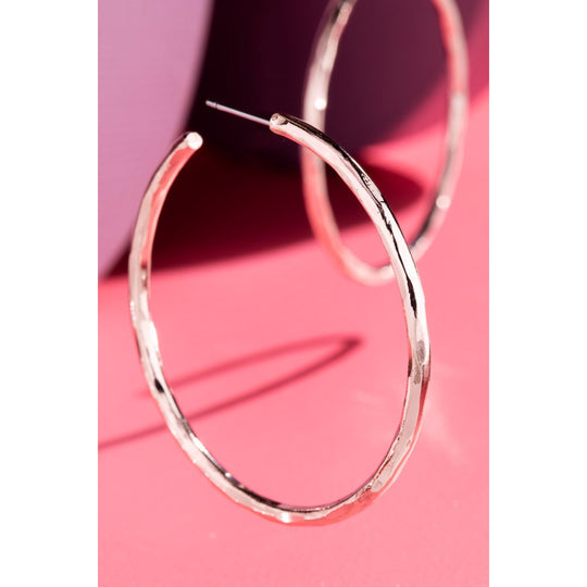 Hammered Metal Hoops - Rose, Silver or Gold