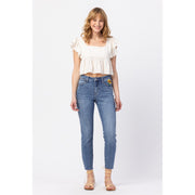 Relaxed Judy Blue Jeans with Embroidered Sunflower