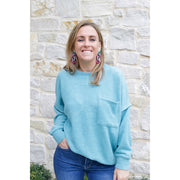 Fleecy Soft Drop Shoulder Top - Teal