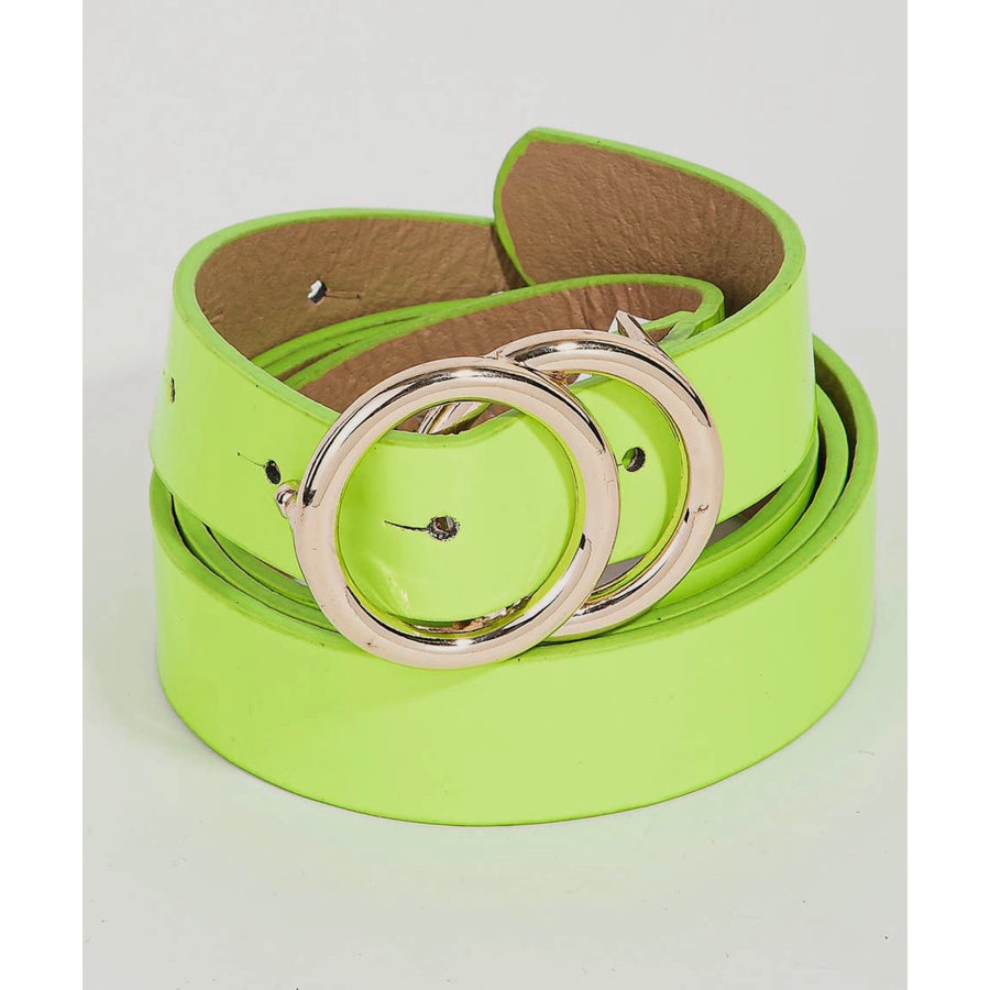 Sassy Neon Green Faux Leather Double Ring Belt