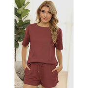 Comfy Cozy Knit Sweater Shorts Set - Rust
