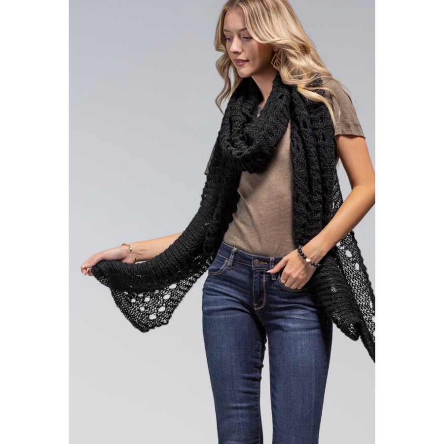 Net Oblong Scarf - Black