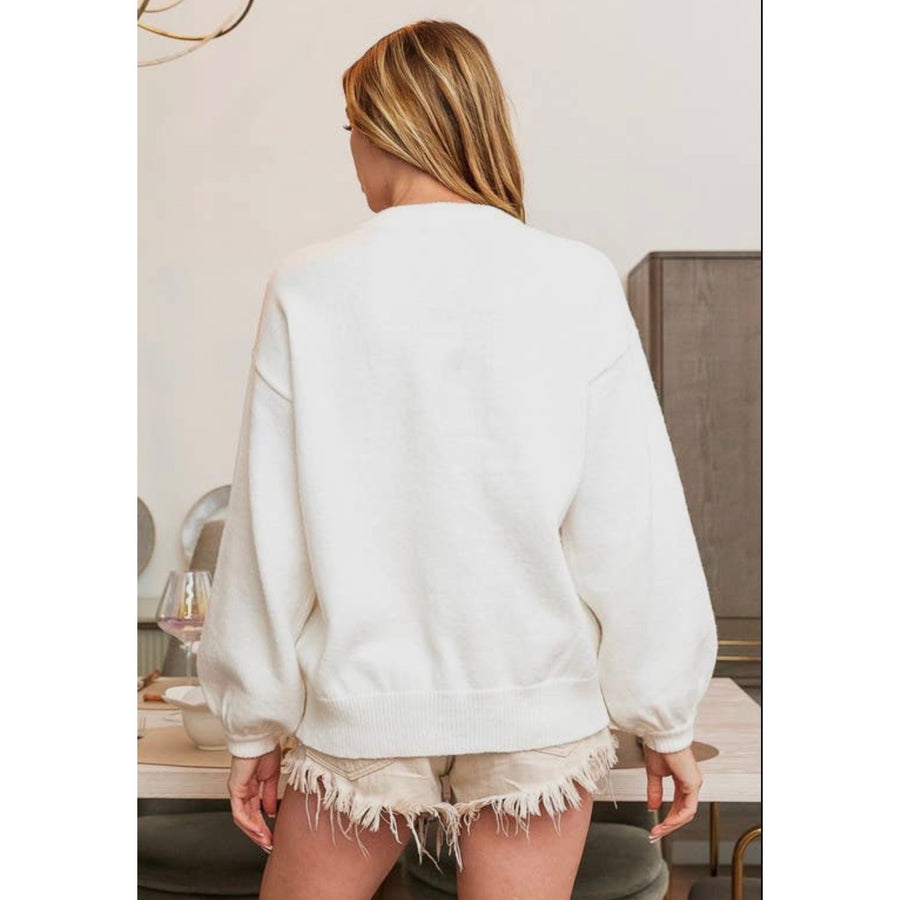 Touch Down Sweater - Ivory/Gold Material