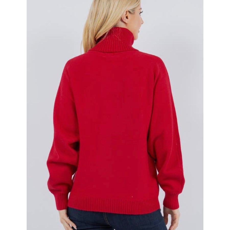 Red Turtleneck Merry Holiday Sweater 