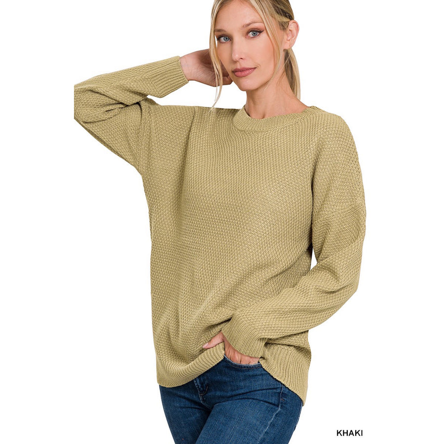 Round Neck Basic Sweater - Khaki