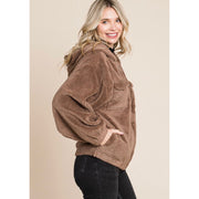 Sherpa Fuzzy Solid Jacket - Teddy Bear