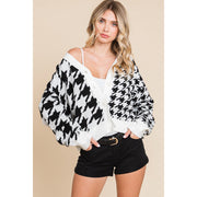 Houndstooth Cardigan in Black and White