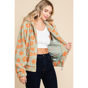 Daisy Sherpa Zip-Up Hooded Jacket