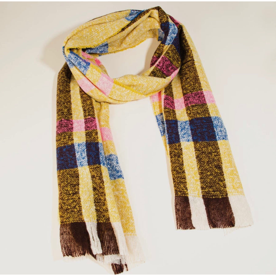 Oblong Striped Yellow Multi Winter Scarf