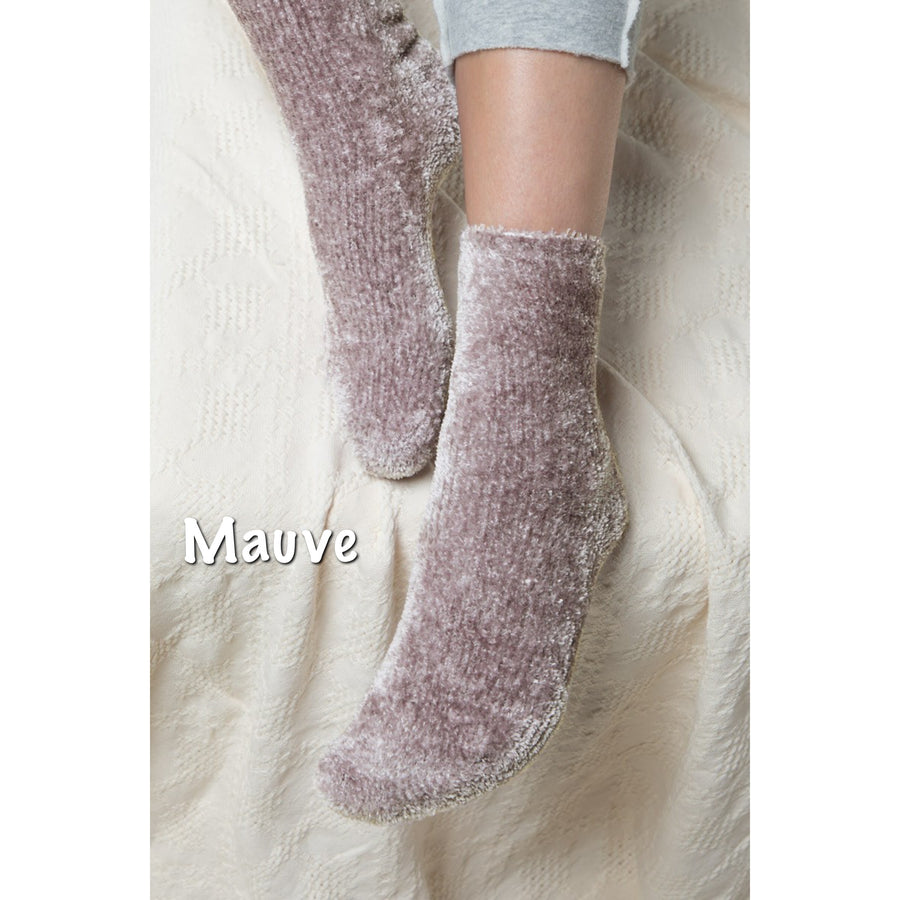 Plush Chenille Socks - Gray, Blush, Pink