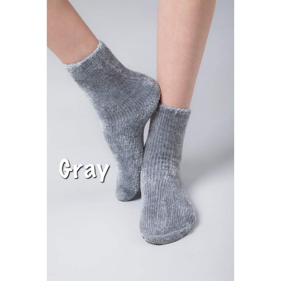Plush Chenille Socks - Gray, Blush, Pink