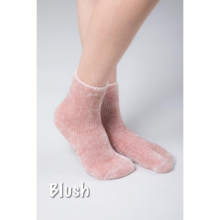 Plush Chenille Socks - Gray, Blush, Pink