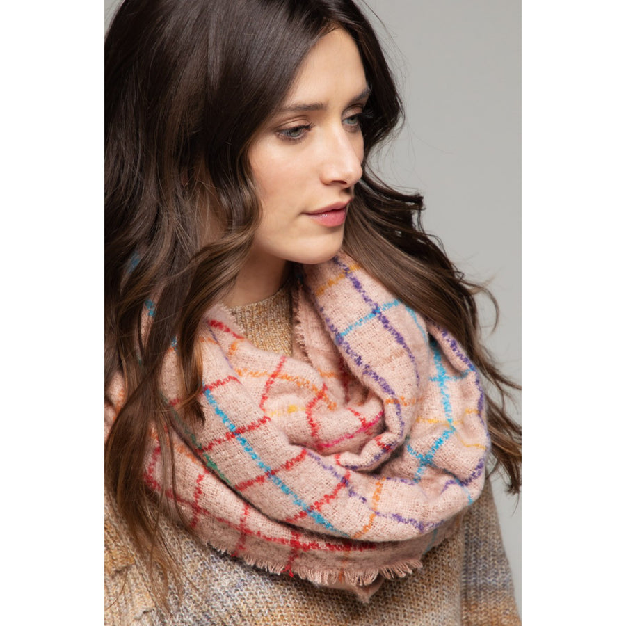 Window Pane Infinity Scarf - Pink