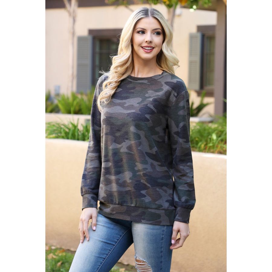 A Brisk Hike Long Sleeve Camo Top