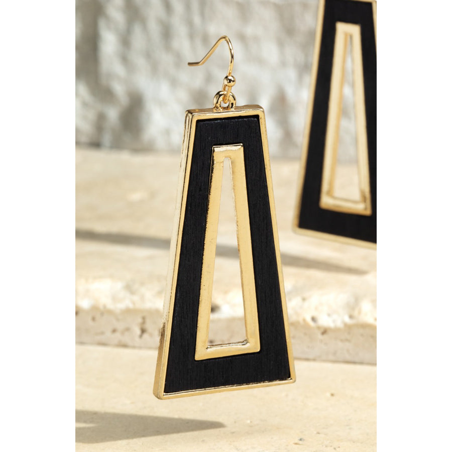 Wood and Metal Statement Earrings - Midnight