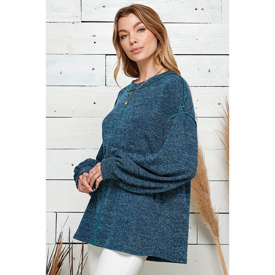 Seaside Winter Solid Long Sleeve-Teal Outstitch