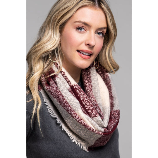 Rustic Winter Infinity Scarf-Burgundy