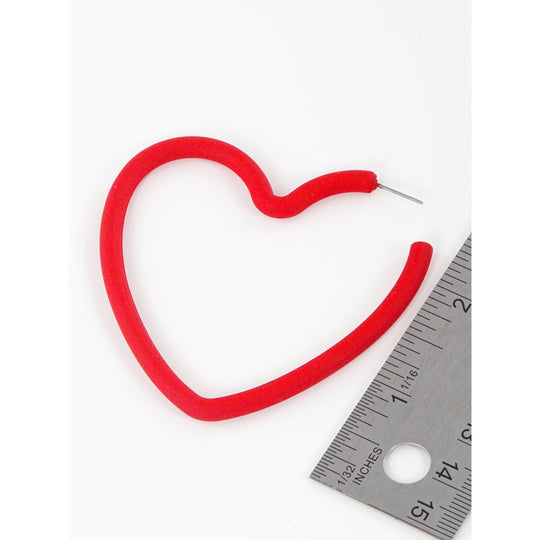 70mm Resin Heart Hoop Earrings-Red