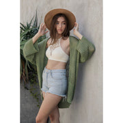 Knit Netted Cardigan - Moss