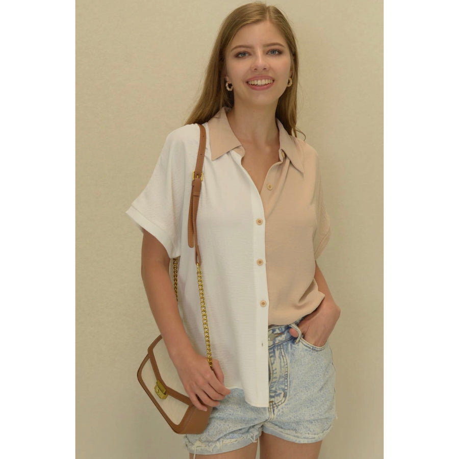 Collared Color Block Shirt