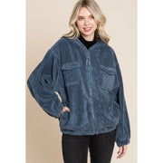 Sherpa Fuzzy Solid Jacket - New Blue