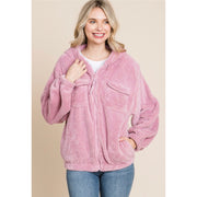 Sherpa Fuzzy Solid Jacket - Pink