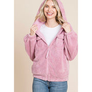 Sherpa Fuzzy Solid Jacket - Pink