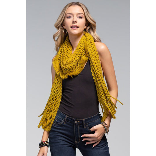 Net Oblong Scarf - Fall Mustard