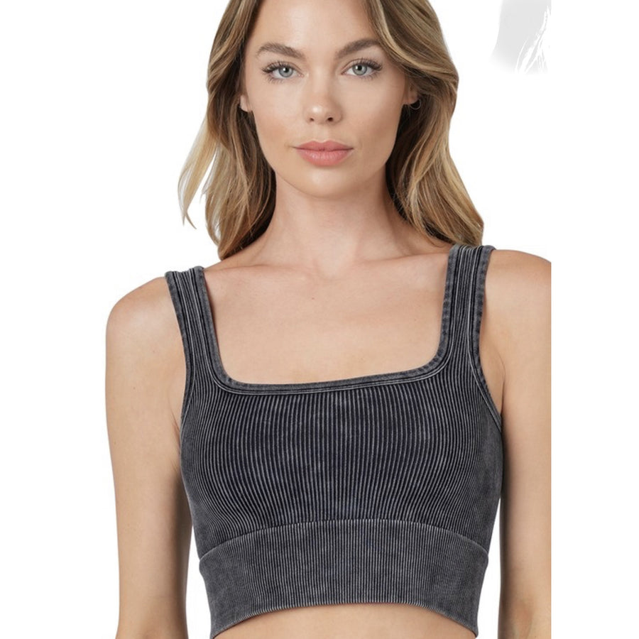 Zenana Cropped Washed Tanks