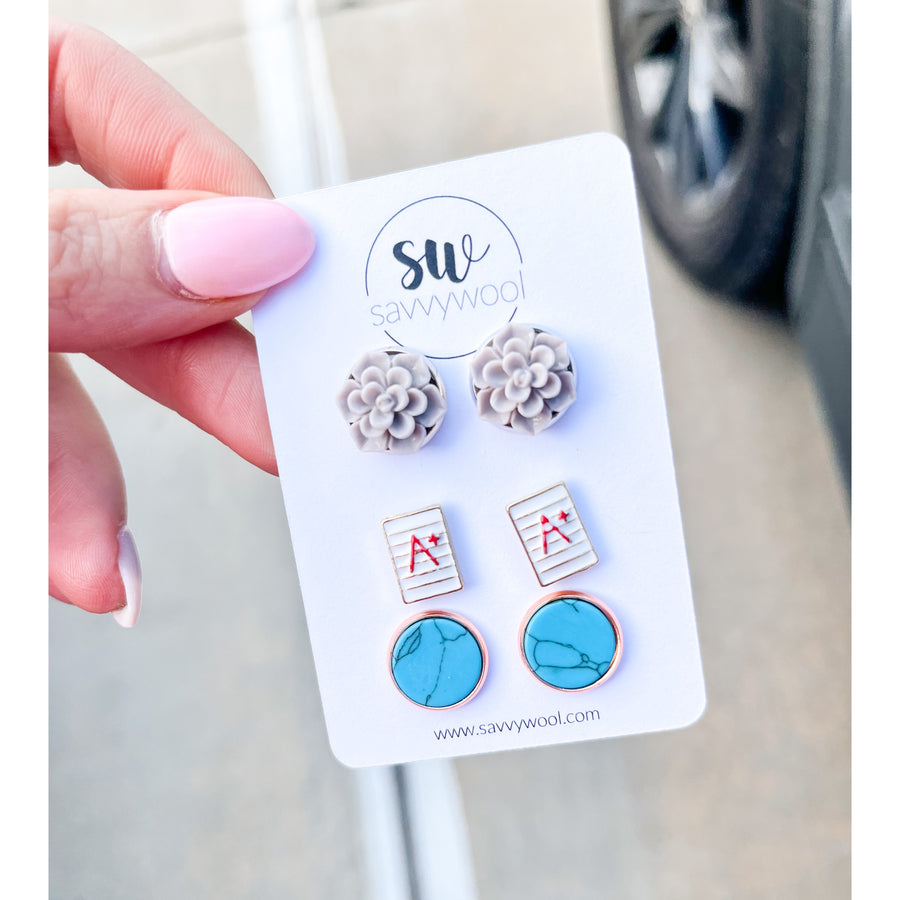 A+ Teach Stud Earrings Set