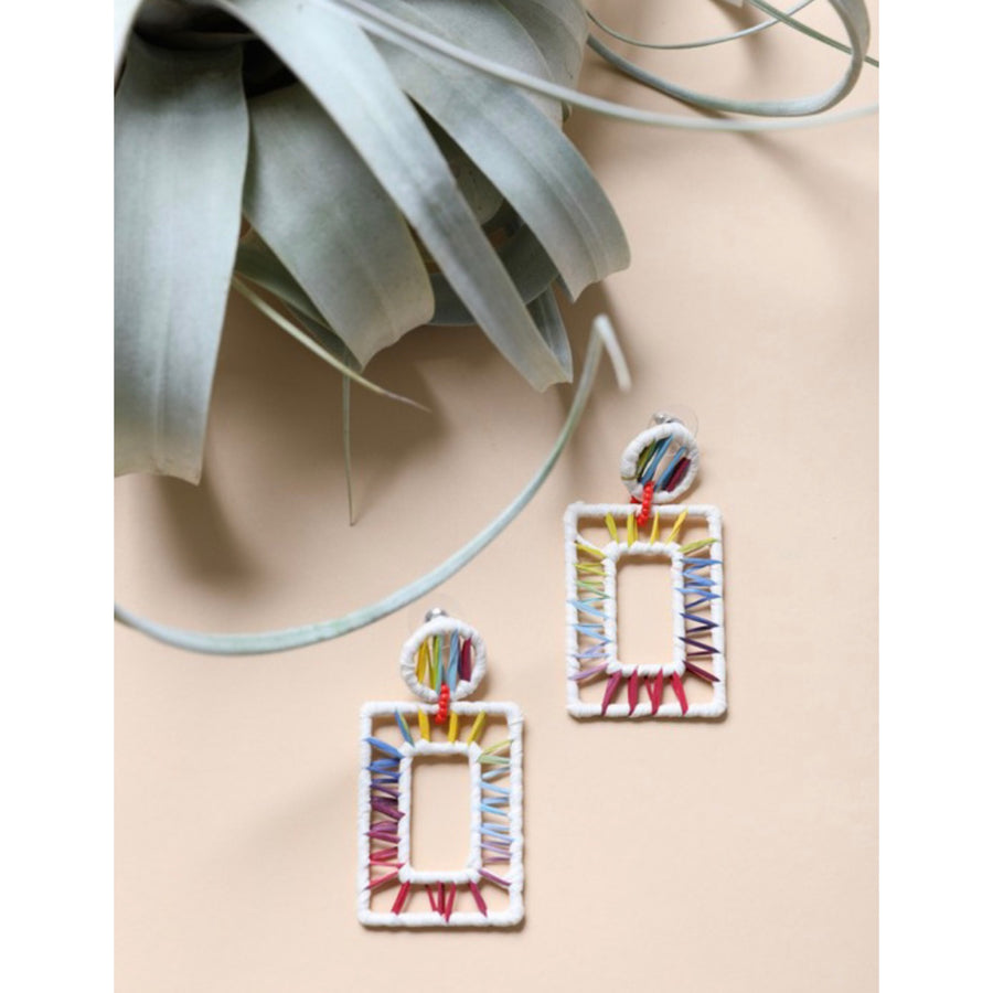 Raffia Rectangular Statement Earrings