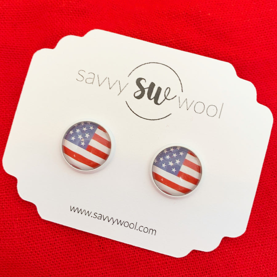 4th of July Druzy Earrings 12MM