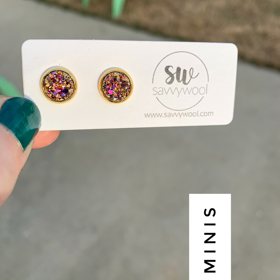 8MM Druzy Earrings - Sunset