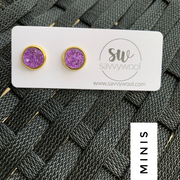 8MM Druzy Earrings - Hot Purple