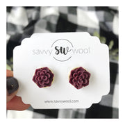 12MM Burgundy Succulent Druzy Earrings