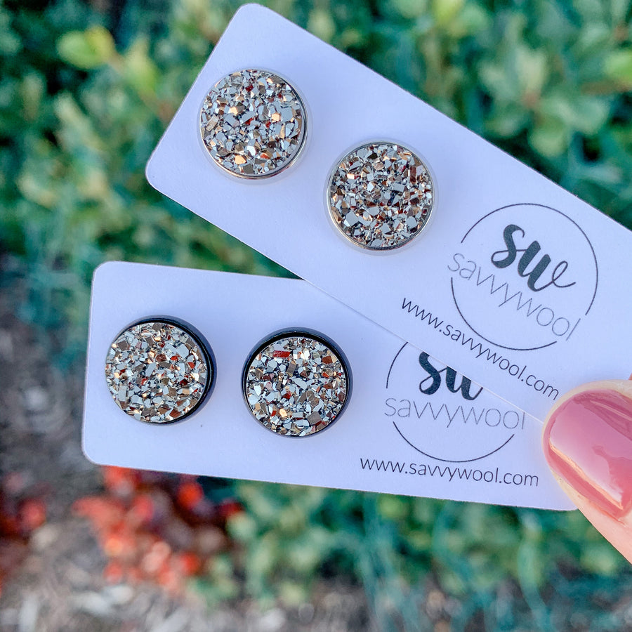 12MM (Bigs) Druzy Earrings - Stardust