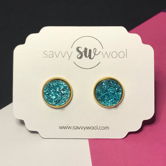 12MM Druzy Earrings -  Caribbean