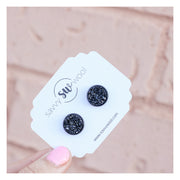 12MM Druzy Earrings - Black