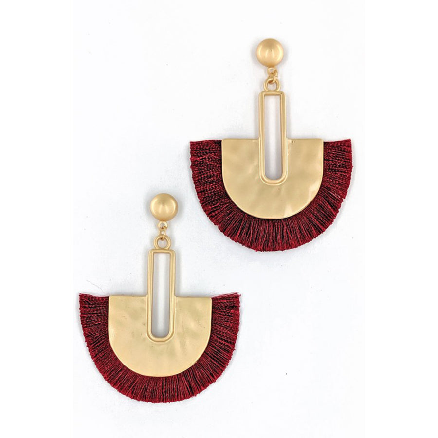 Wine Statement Gold Tassel Earring