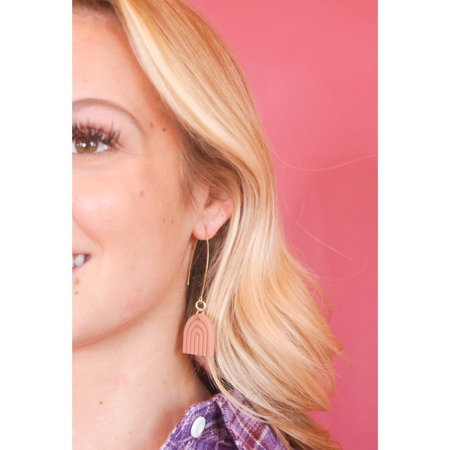 Camel Rainbow Threader Earrings