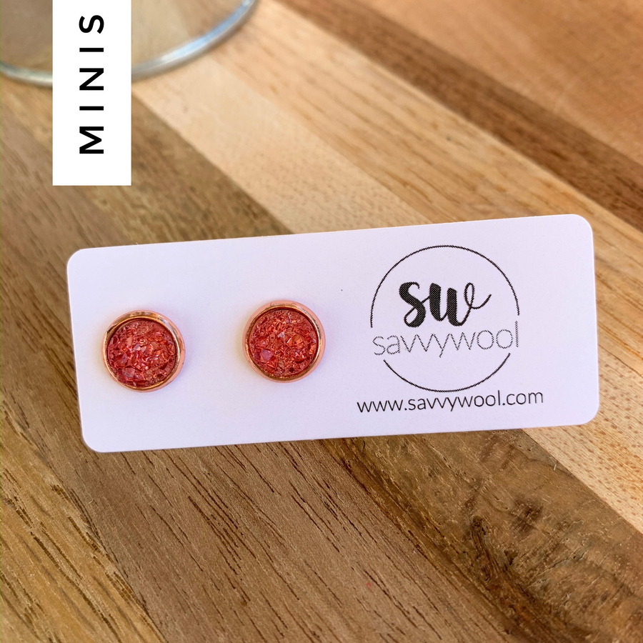 8MM Druzy Earrings - Strawberry